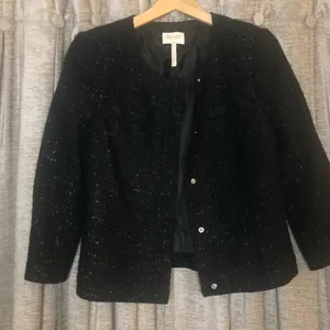 Laundry by Shelli Segal Black Metallic Tweed Blazer thumbnail 4