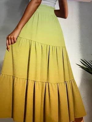 Haute Monde Light Green Tiered Maxi Skirt thumbnail 1