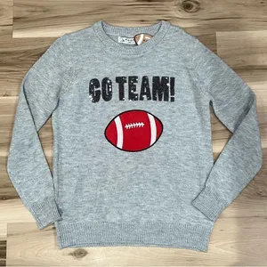 Poof New York NEW Go Team Knit Football Sweatshirt Women’s Small thumbnail 1