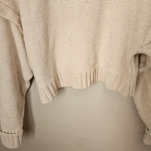 Urban Outfitters Sweater Cozy Cream Turtleneck Ruffle Cropped Neutral Chenille thumbnail 4