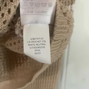 Gap Striped Cotton Crochet Sweater Medium Coastal Beach Preppy Nautical Neutral thumbnail 5