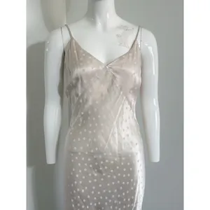 Lovestitch Midi Slip Dress M Beige Polka Dot Asymmetric Hem Boho Summer Wedding thumbnail 4