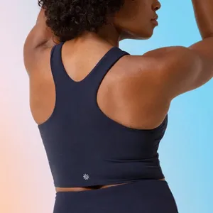 Athleta Navy Conscious Crop Padded Sports Bra Top thumbnail 3