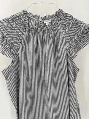 J.CREW Striped Flutter Sleeve Blouse 100% Cotton Blouse Top thumbnail 3