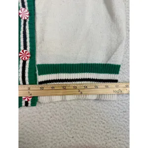 Knit Sweater Womens M Cropped Cardigan Ugly Christmas Party Holiday Candy Canes thumbnail 4