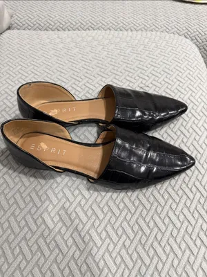 Esprit Black Croc-Embossed Pointed Toe Piper Flats Size 9 M thumbnail 2