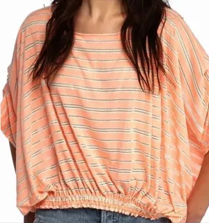 Free People Peach Striped Oversized Tunic Boho Beach‎ Coverup Medium thumbnail 1