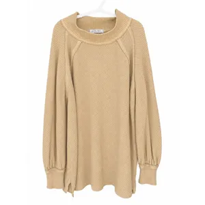 Free People We The Free She’s A Keeper Sweater Women’s L Tan Oversized Boho thumbnail 4