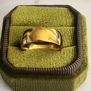 14K Plated Yellow Gold Wide Polished Dome Cigar Band 8mm Band Unisex Size 9 thumbnail 1