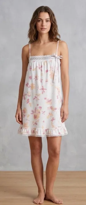 VTG Y2K Victoria's Secret floral butterfly babydoll slip dress lace ribbon XS thumbnail 1