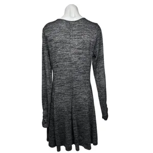 Hollister Dark Gray Jersey Long Sleeve Scoop Neck Fit & Flare Sweater Dress Sz L thumbnail 3