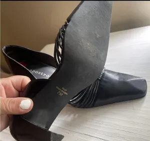 Apostrophe vintage leather upper pointed - toe pumps heels 7 U.S black thumbnail 6