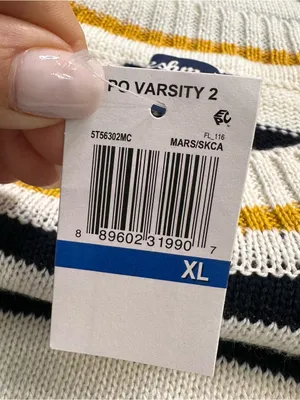 Freshman Black & Cream Striped Crewneck Sweater with Yellow Trim Women’s XL NWT thumbnail 5