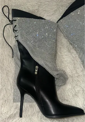 Azalea Wang Jaclyn-Black Stiletto Boot - Size 8 - Nib thumbnail 9