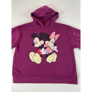 Disney Mickey & Minnie Hoodie Size M Burgundy Graphic Long Sleeve Sweatshirt thumbnail 2