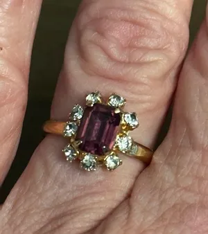 Vintage amethyst and rhinestones adjustable ring thumbnail 5