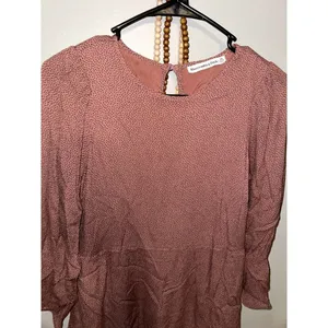 Abercrombie Fitch Brown Black Dot Tiered Mini Dress‎ Puff Sleeve Keyhole thumbnail 2