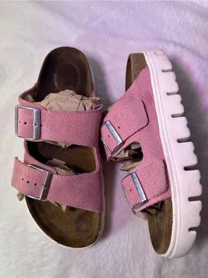 Papillio Pink Suede Double-Buckle Slide Sandals thumbnail 7
