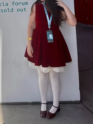 Cider red velvet boat neck dress thumbnail 6