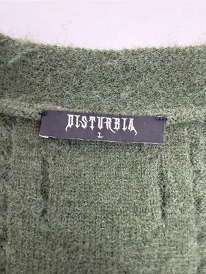 Disturbia Dianne Embroidered Cable Knit Cardigan Moon Star Fern Olive Green Knit thumbnail 14