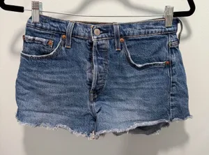 Levi's 501 Original Cut-Off Denim Shorts 27 Medium Wash Blue Button Fly Cotton thumbnail 1