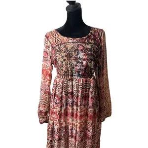 Knox Rose Embroidered Sheer Tiered Maxi Dress M Flowy Folk Floral Cottagecore thumbnail 7