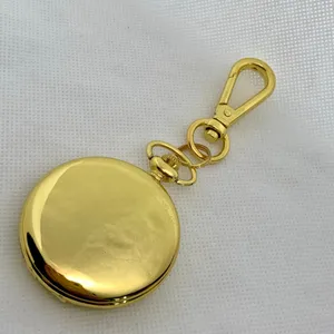 JOY & IMAN Pocket Watch Quartz Clip On Purse Fob Gold Tone black 46mm running thumbnail 3