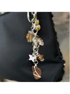 NEW One of a Kind Coastal Twilight Sea Glass Bag Charm Keychain Handmade (#21) thumbnail 2