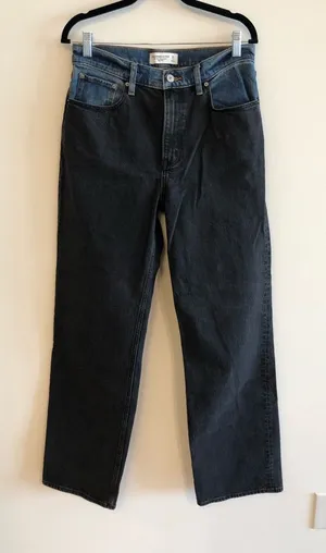 Abercrombie & Fitch Black and Blue the 90s High Rise Relaxed Jean Size 8 L thumbnail 1