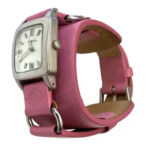 Women's Fossil Pink Leather Band Silver Case Watch thumbnail 1