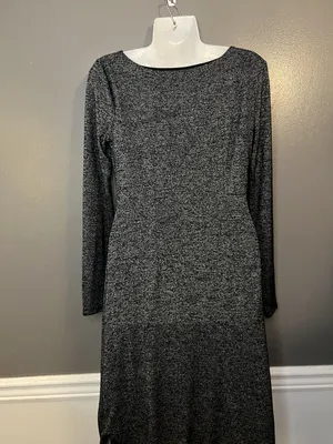 LOFT Dress Womens Small Gray Knit Long Sleeve Ruched Side Sheath Work Office thumbnail 5