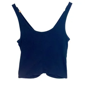 Abercrombie & Fitch Black Ribbed Knit Ruched Sleeveless Crop Top Tank Top Size M thumbnail 3