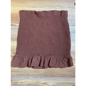 Abercrombie & Fitch Brown Smocked Tube Top Coquette Boho Indie Gypsy Ruffle M thumbnail 3