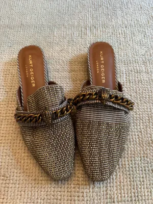 Kurt Geiger Chelsea Mule Metallic Gold Braided-Chain Mules | Size 39 thumbnail 4