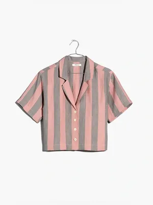Madewell 100% Linen Resort Shirt in Springy Stripe Size Small thumbnail 5