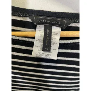 BCBGMAXAZRIA Striped Top Womens XS Black White Ribbed‎ Knit Long Sleeve Casual thumbnail 3
