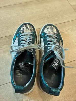 P448 Women’s John Sneakers Snakeskin Leather Teal Glitter Size 40/9.5-10 thumbnail 7