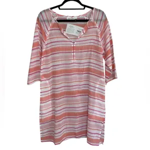 NEW Roller Rabbit East Hampton Naomi Kurta in Coral 100% Cotton - Size S thumbnail 3