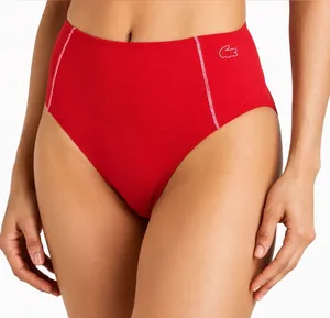 Lacoste Technical Jersey High Waist Bikini Bottom Red Pink Logo US 6 Small thumbnail 1