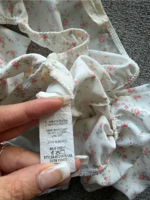 Altar'd State White Floral Tie-Back Puff Sleeve Crop‎ Top thumbnail 6