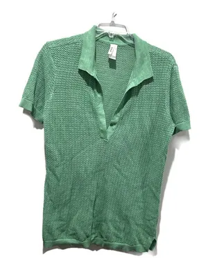 Pact Cotton Linen Knit Green Short Sleeve Swim Coverup Top Large thumbnail 2