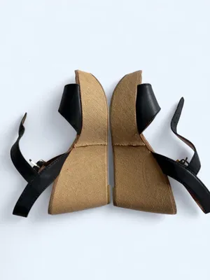 Tommy Hilfiger Black Wedge Sandals with Natural Platform thumbnail 5