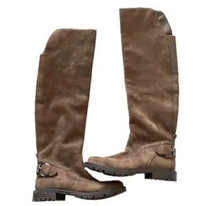 EUC G H BASS India Over the Knee Brown Faux Suede Flat Boots with Buckle Sz 5.5 thumbnail 2