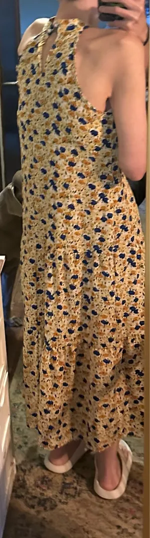 PRETTYGARDEN Floral Halter Maxi Dress Sleeveless Yellow Blue Size S thumbnail 5
