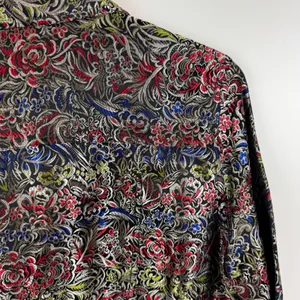 Chicos Floral Silk‎ Button Down Jacket Shirt Sz 2 Large Colorful Boho Maximalist thumbnail 3