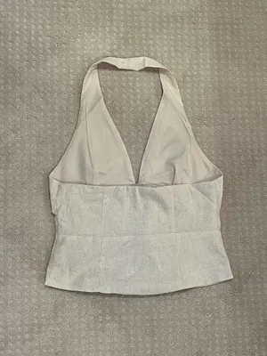 Linen-Blend Coastal Halter Top (NWOT) thumbnail 2