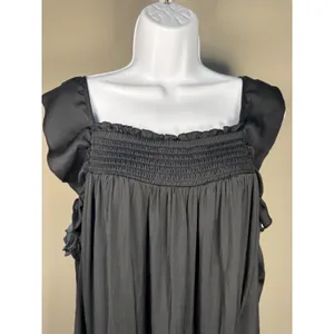 Free People Movement Want Your Love Black Smocked Mini Dress M‎ Balletcore Boho thumbnail 4