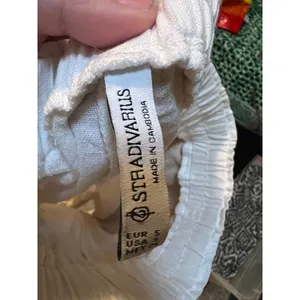 Stradivarius Women's Size Small Shorts Pull On Elastic Tie Waist Pockets White thumbnail 8