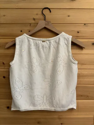St John Small Butterfly Sequin Knit Tank Crop Top Coquette Dainty Preppy Summer thumbnail 5