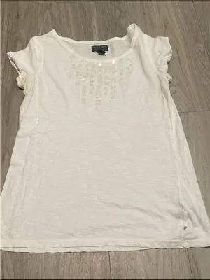 Polo by Ralph Lauren White Short Sleeve Tee with Sequin Accent thumbnail 1